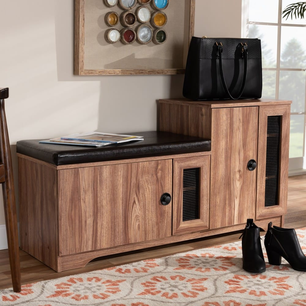 Baxton Studio - Valina Shoe Cabinet in Dark Brown/Oak - FP-1805-5007 view 7