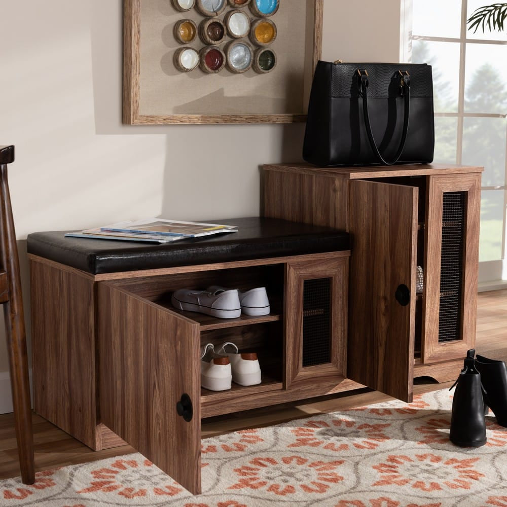 Baxton Studio - Valina Shoe Cabinet in Dark Brown/Oak - FP-1805-5007 view 8