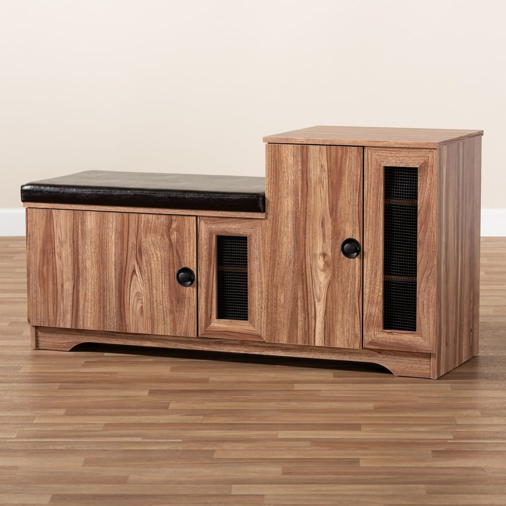 Baxton Studio - Valina Shoe Cabinet in Dark Brown/Oak - FP-1805-5007 view 9