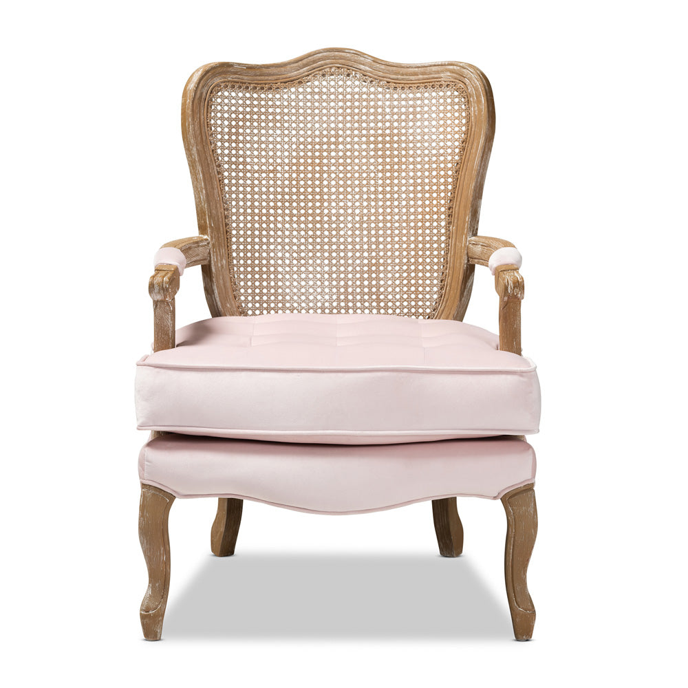 Baxton Studio - Vallea Chair in Light Pink/Oak - TSF7764-Light Pink-CC view 1