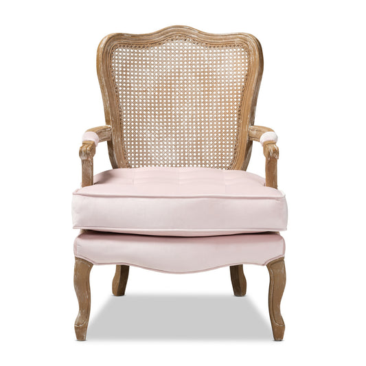 Baxton Studio - Vallea Chair in Light Pink/Oak - TSF7764-Light Pink-CC view 1