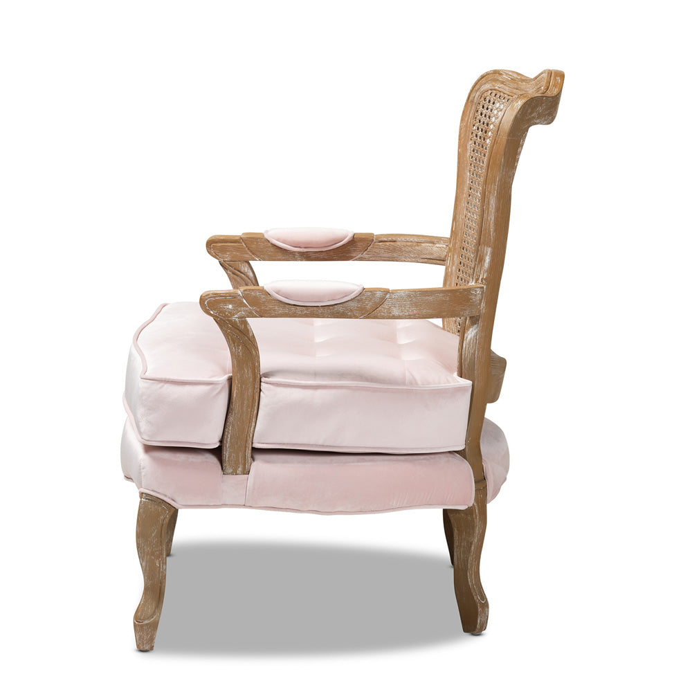 Baxton Studio - Vallea Chair in Light Pink/Oak - TSF7764-Light Pink-CC view 2