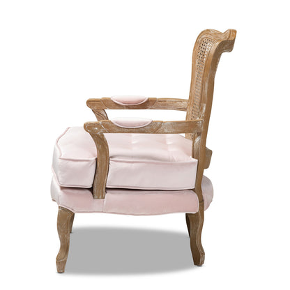 Baxton Studio - Vallea Chair in Light Pink/Oak - TSF7764-Light Pink-CC view 2