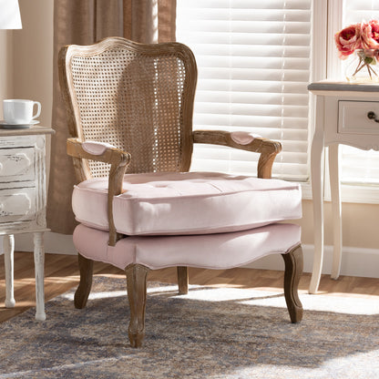 Baxton Studio - Vallea Chair in Light Pink/Oak - TSF7764-Light Pink-CC view 6