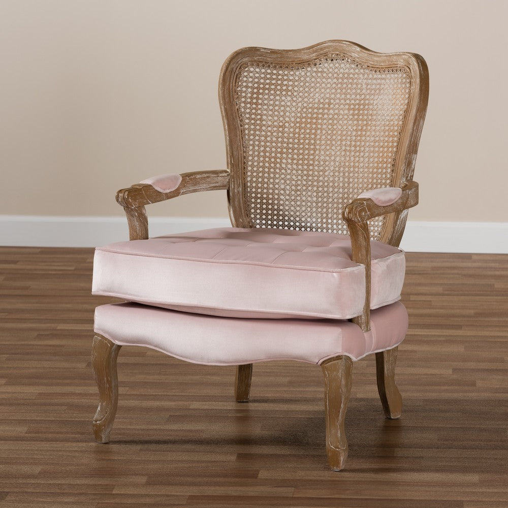 Baxton Studio - Vallea Chair in Light Pink/Oak - TSF7764-Light Pink-CC view 7