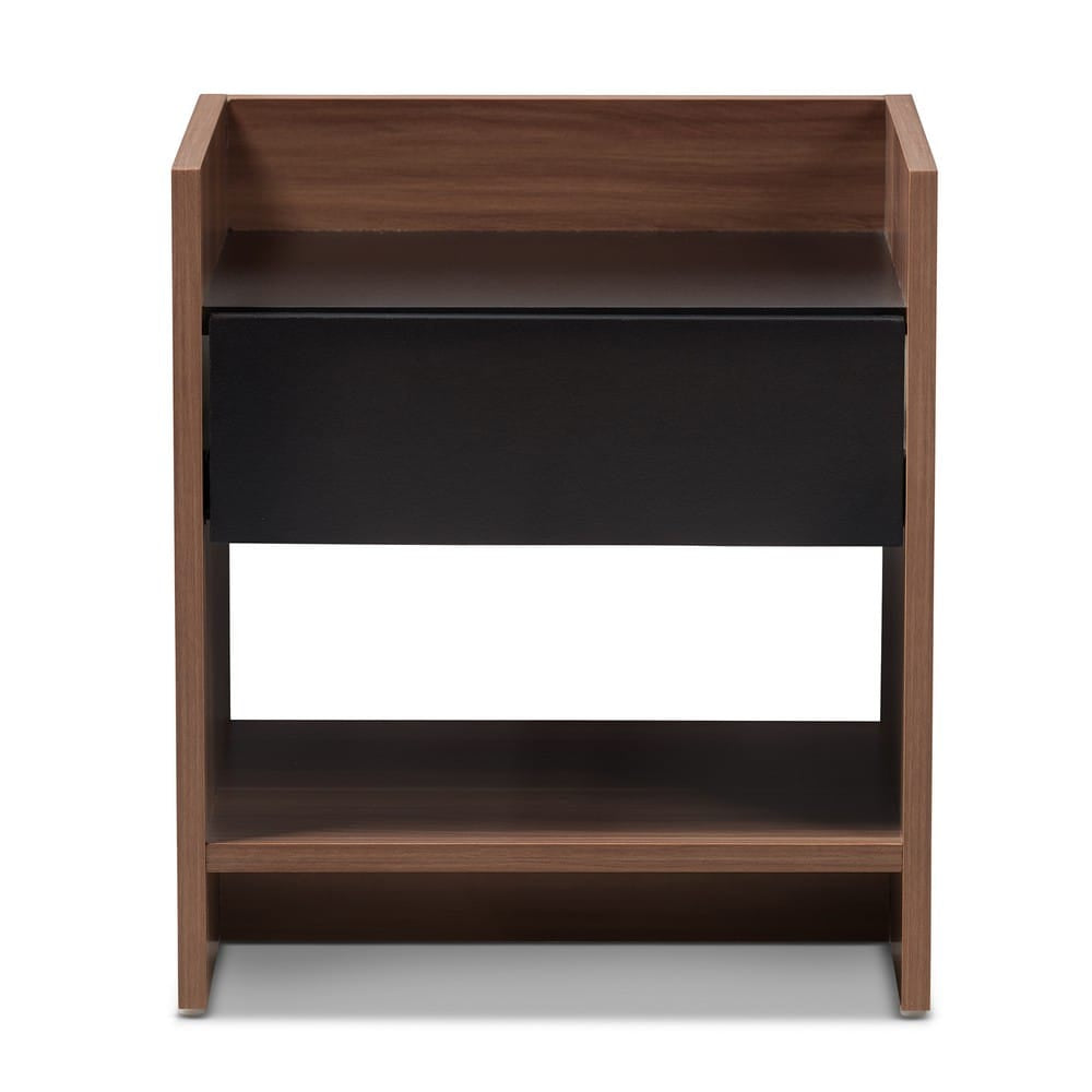 Baxton Studio - Vanda Nightstand in Black/"Walnut" Brown - VDNT0014-Walnut/Black-NS view 3