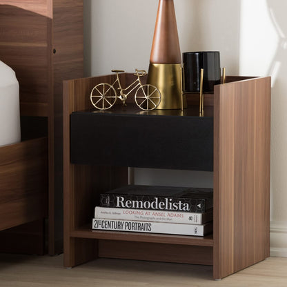Baxton Studio - Vanda Nightstand in Black/"Walnut" Brown - VDNT0014-Walnut/Black-NS view 5