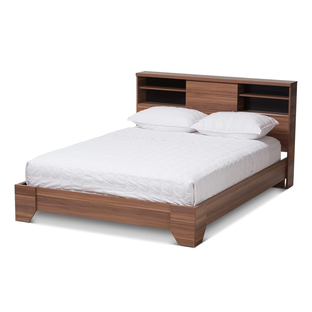 Baxton Studio - Vanda Queen Size Bed in Black/"Walnut" Brown - VDQB001291-Walnut/Black-Queen view 1