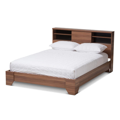 Baxton Studio - Vanda Queen Size Bed in Black/"Walnut" Brown - VDQB001291-Walnut/Black-Queen view 1