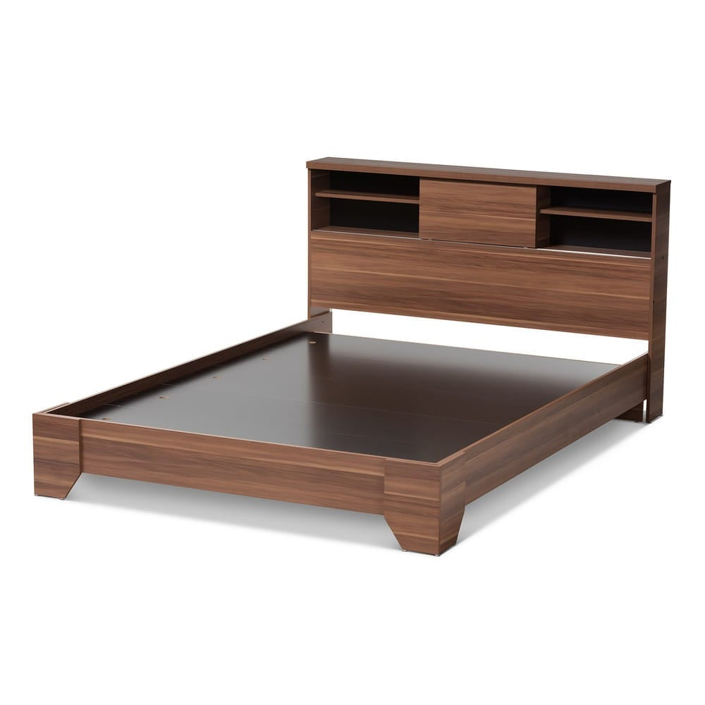 Baxton Studio - Vanda Queen Size Bed in Black/"Walnut" Brown - VDQB001291-Walnut/Black-Queen view 3