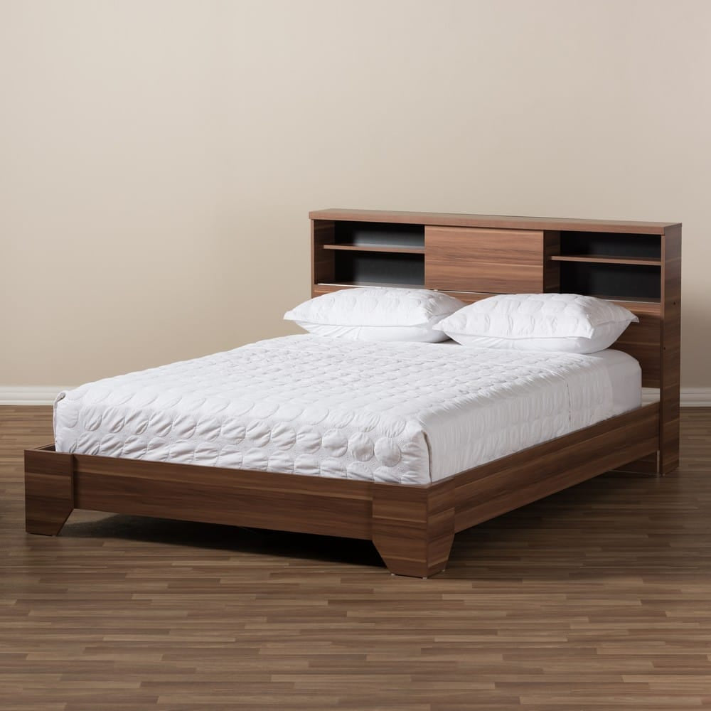 Baxton Studio - Vanda Queen Size Bed in Black/"Walnut" Brown - VDQB001291-Walnut/Black-Queen view 7