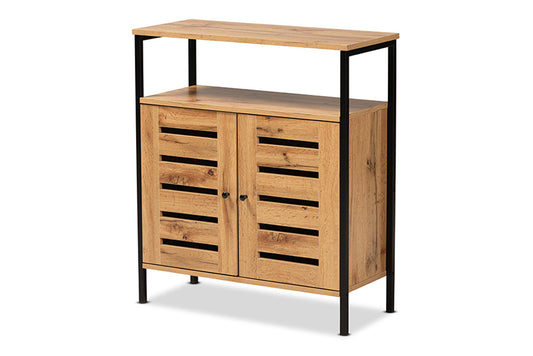 Baxton Studio - Vander Shoe Cabinet - MP007-Wotan Oak-Shoe Cabinet view 1