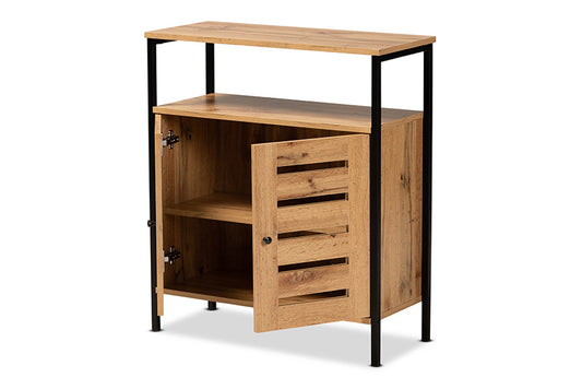 Baxton Studio - Vander Shoe Cabinet - MP007-Wotan Oak-Shoe Cabinet view 2