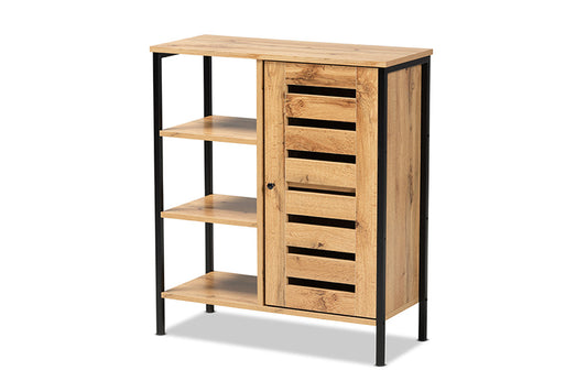 Baxton Studio - Vander Shoe Cabinet - MP008-Wotan Oak-Shoe Cabinet view 1