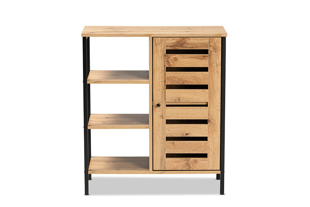 Baxton Studio - Vander Shoe Cabinet - MP008-Wotan Oak-Shoe Cabinet view 3