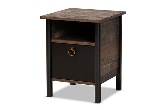 Baxton Studio - Vaughan Nightstand - SM-NS3840-Rustic Brown-NS view 1