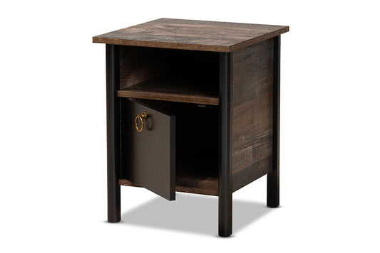 Baxton Studio - Vaughan Nightstand - SM-NS3840-Rustic Brown-NS view 2