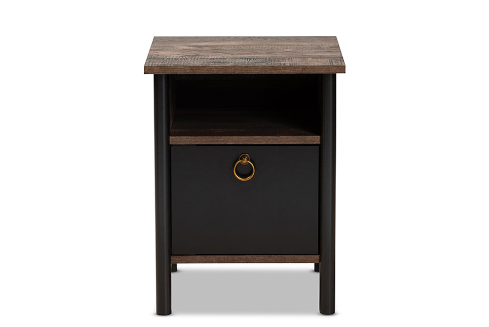 Baxton Studio - Vaughan Nightstand - SM-NS3840-Rustic Brown-NS view 3