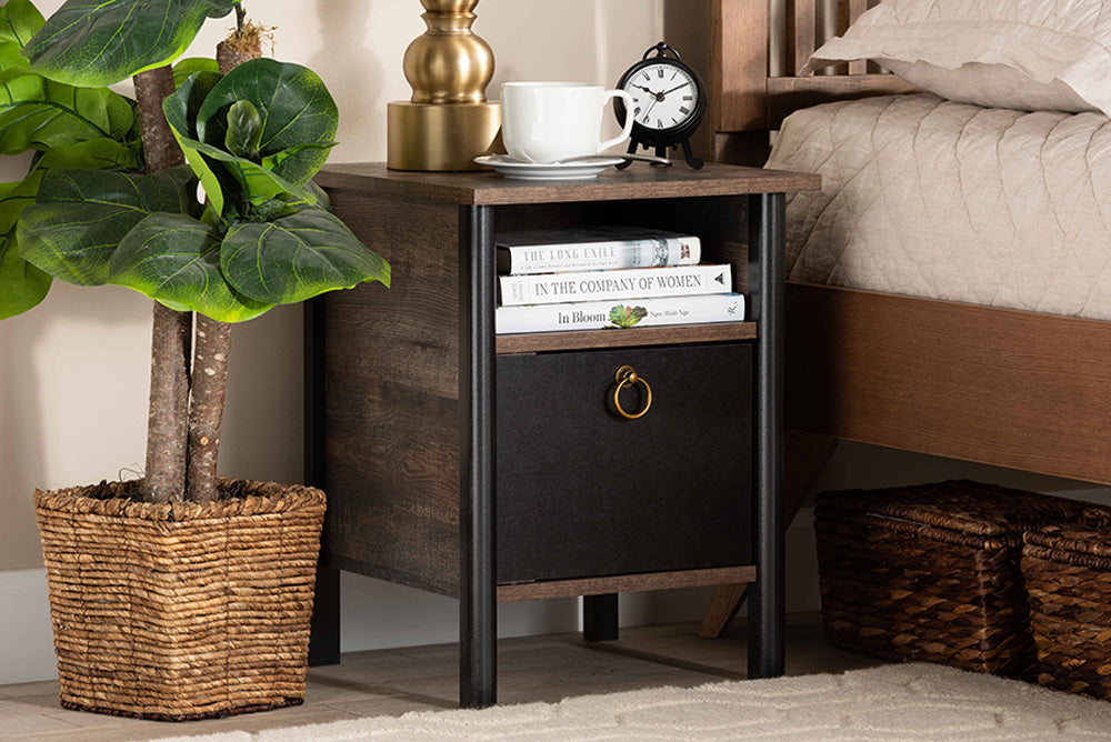 Baxton Studio - Vaughan Nightstand - SM-NS3840-Rustic Brown-NS view 5