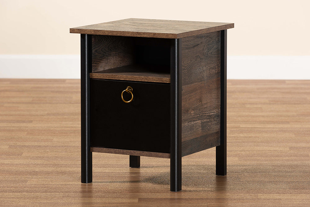 Baxton Studio - Vaughan Nightstand - SM-NS3840-Rustic Brown-NS view 7