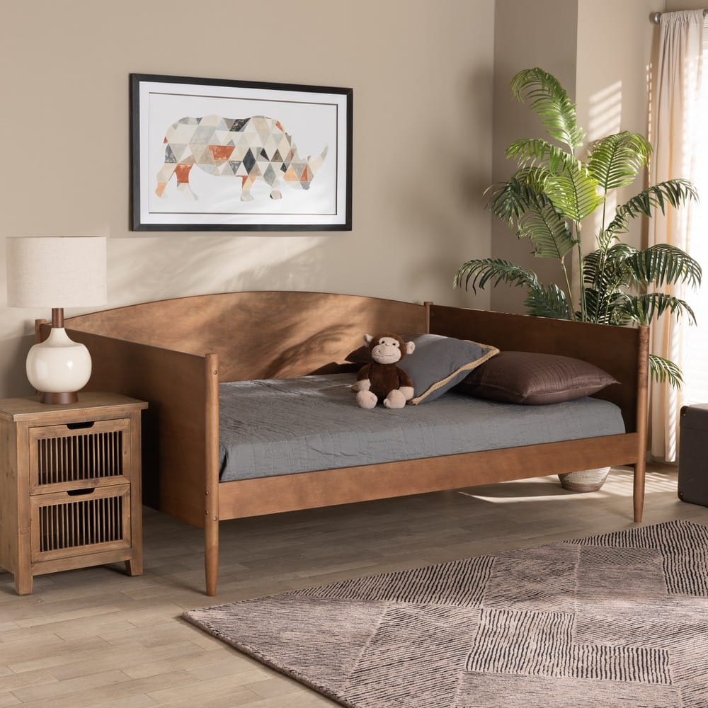 Baxton Studio - Veles Full Size Daybed in Ash Walnut - MG0016-Walnut-Daybed-Full view 6