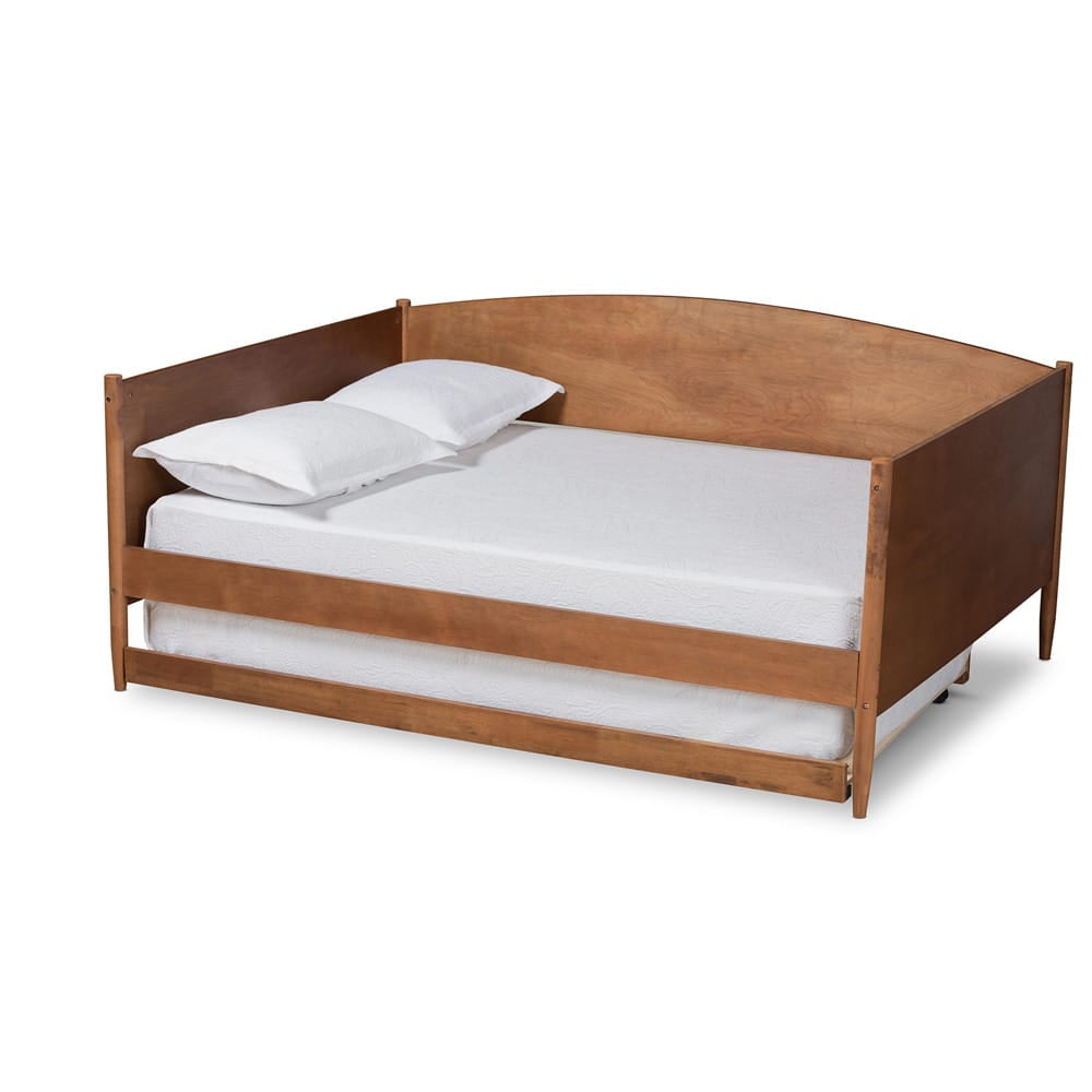 Baxton Studio - Veles Full Size Daybed with Trundle in Ash Walnut - MG0016-Ash Walnut-Full Daybed with Trundle view 1