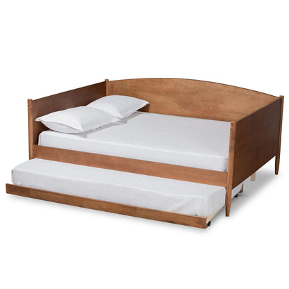 Baxton Studio - Veles Full Size Daybed with Trundle in Ash Walnut - MG0016-Ash Walnut-Full Daybed with Trundle view 2
