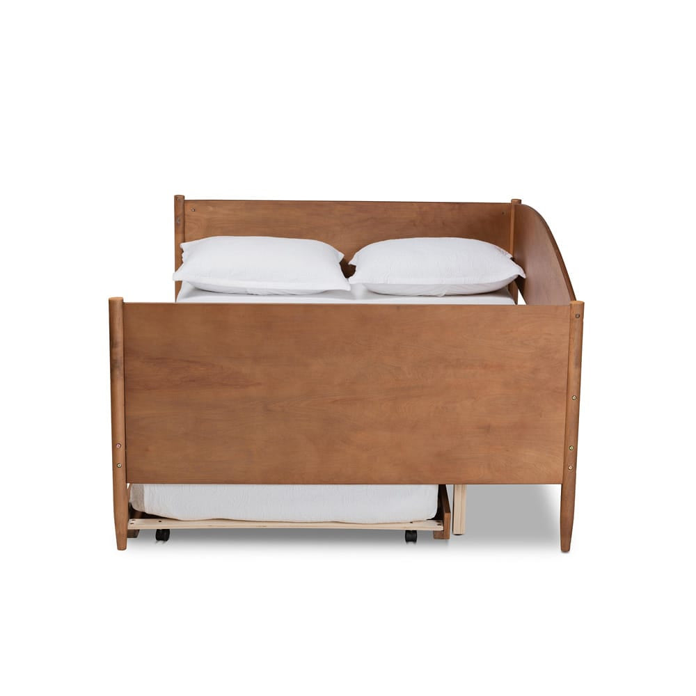 Baxton Studio - Veles Full Size Daybed with Trundle in Ash Walnut - MG0016-Ash Walnut-Full Daybed with Trundle view 3