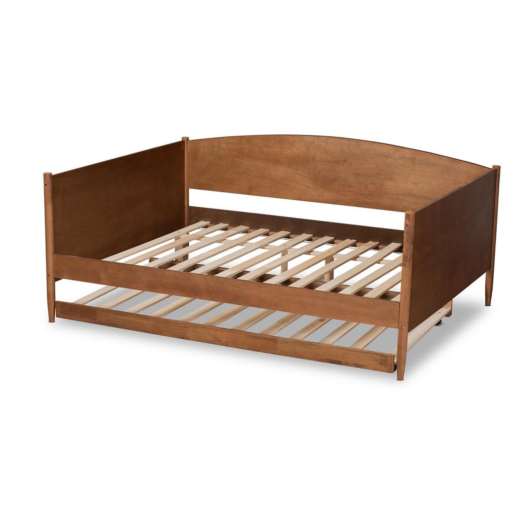 Baxton Studio - Veles Full Size Daybed with Trundle in Ash Walnut - MG0016-Ash Walnut-Full Daybed with Trundle view 4