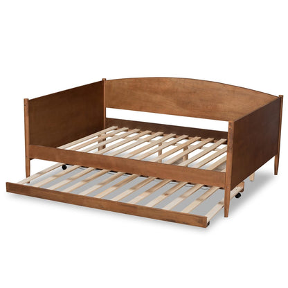 Baxton Studio - Veles Full Size Daybed with Trundle in Ash Walnut - MG0016-Ash Walnut-Full Daybed with Trundle view 5