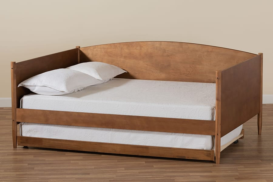 Baxton Studio - Veles Full Size Daybed with Trundle in Ash Walnut - MG0016-Ash Walnut-Full Daybed with Trundle view 10
