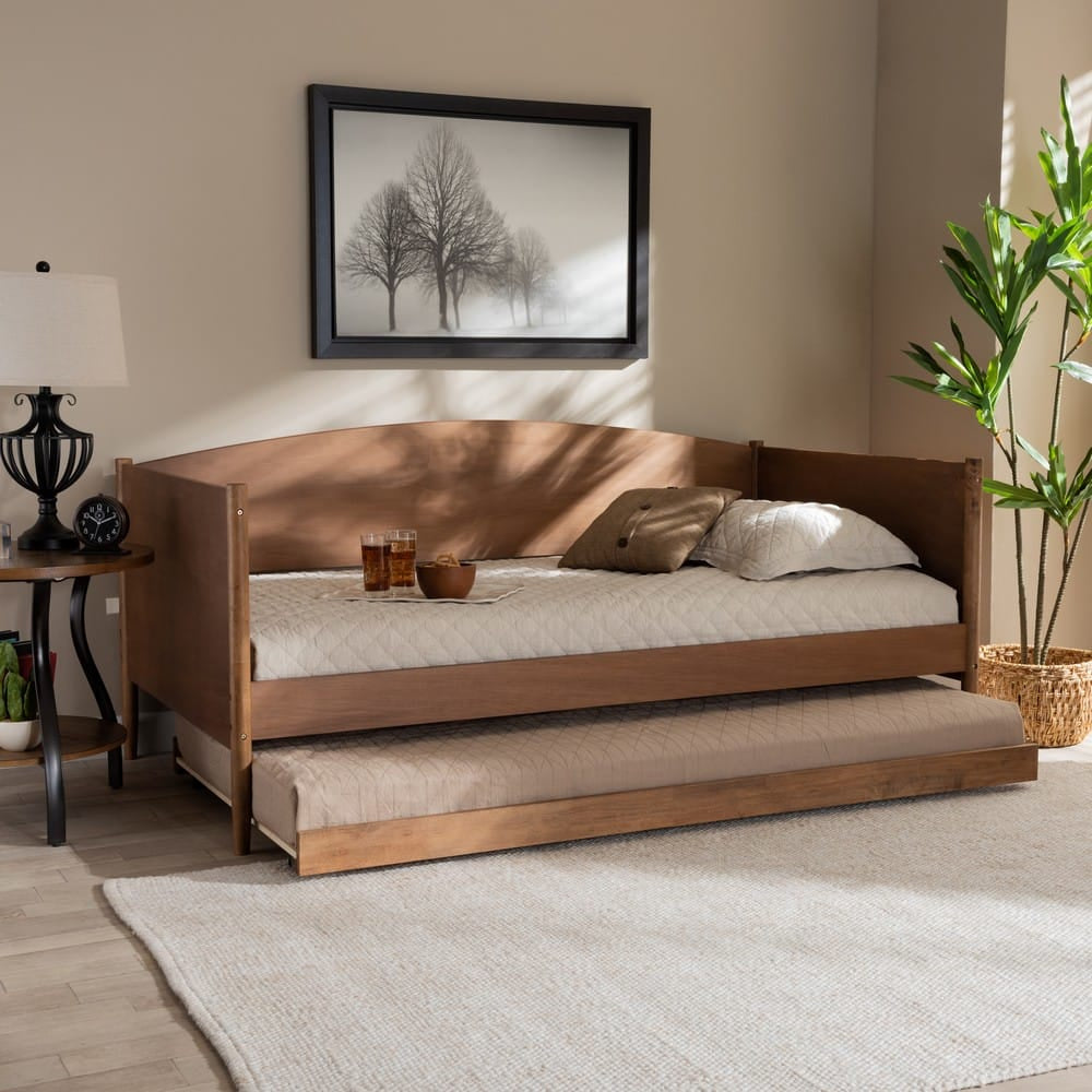 Baxton Studio - Veles Twin Size Daybe w/ Trundle in Ash walnut - MG0016-Ash Walnut-Daybed with Trundle view 9