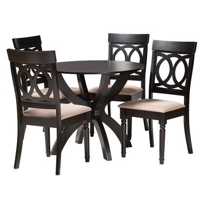 Baxton Studio - Velia Dining Set in Beige/Dark Brown - Velia-Sand/Dark Brown-5PC Dining Set view 1