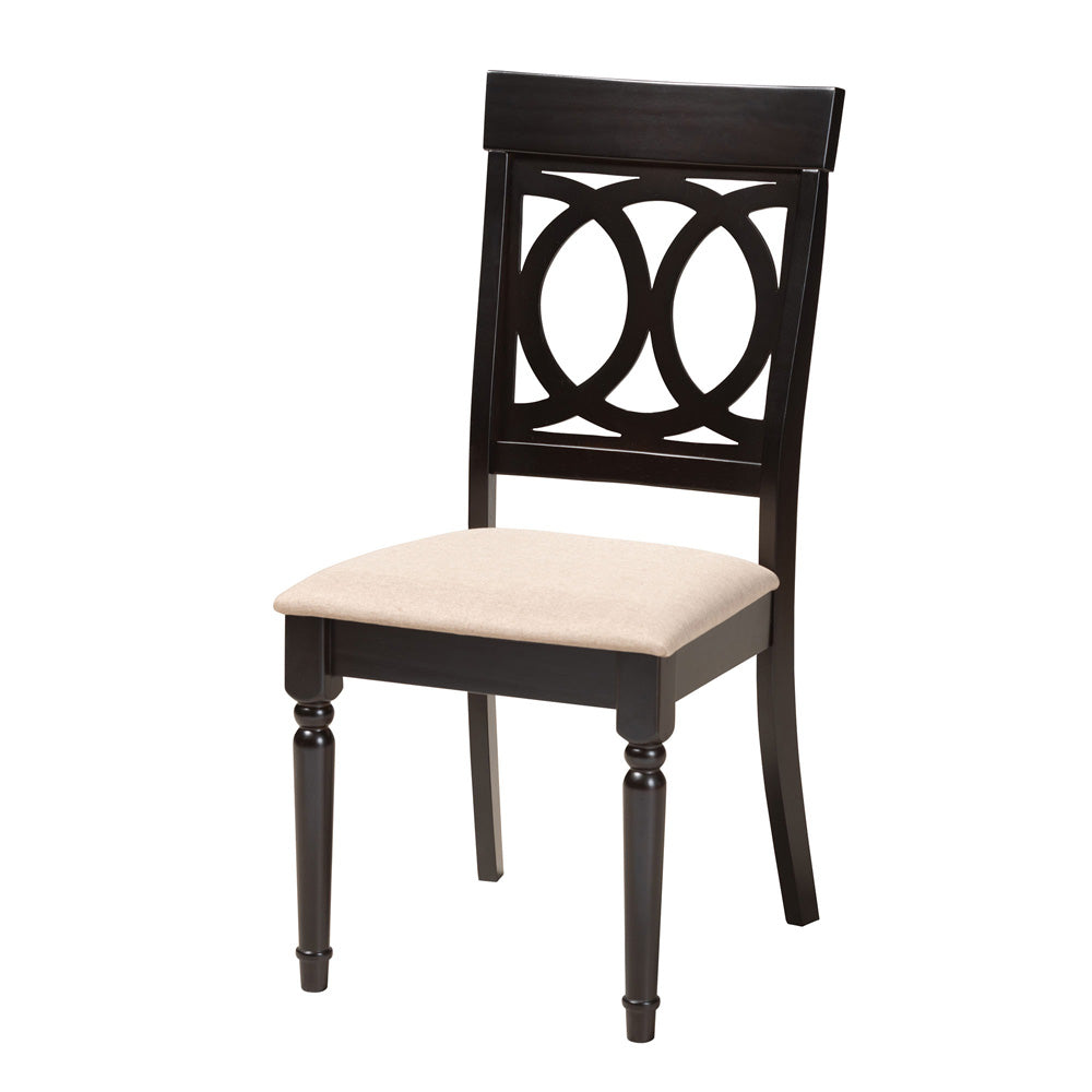 Baxton Studio - Velia Dining Set in Beige/Dark Brown - Velia-Sand/Dark Brown-5PC Dining Set view 2
