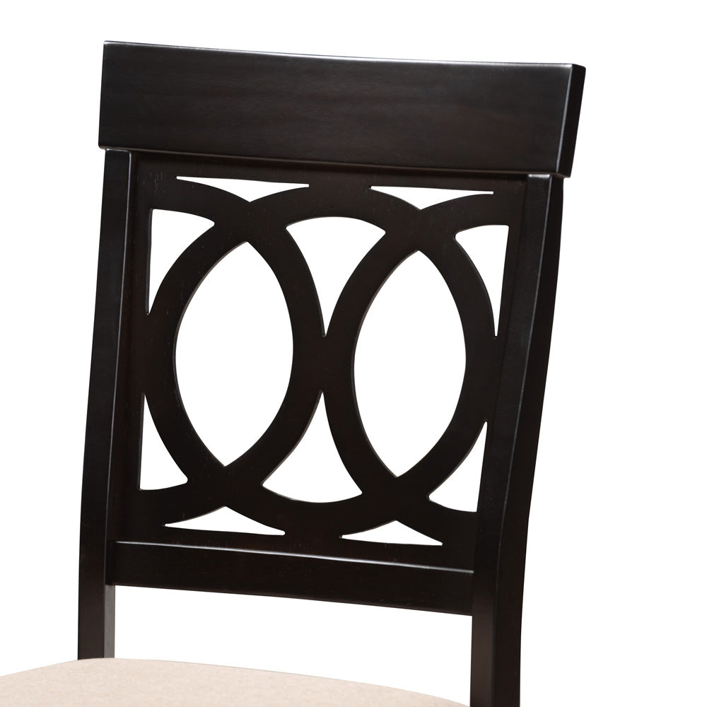 Baxton Studio - Velia Dining Set in Beige/Dark Brown - Velia-Sand/Dark Brown-5PC Dining Set view 5