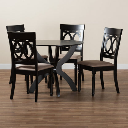 Baxton Studio - Velia Dining Set in Beige/Dark Brown - Velia-Sand/Dark Brown-5PC Dining Set view 9