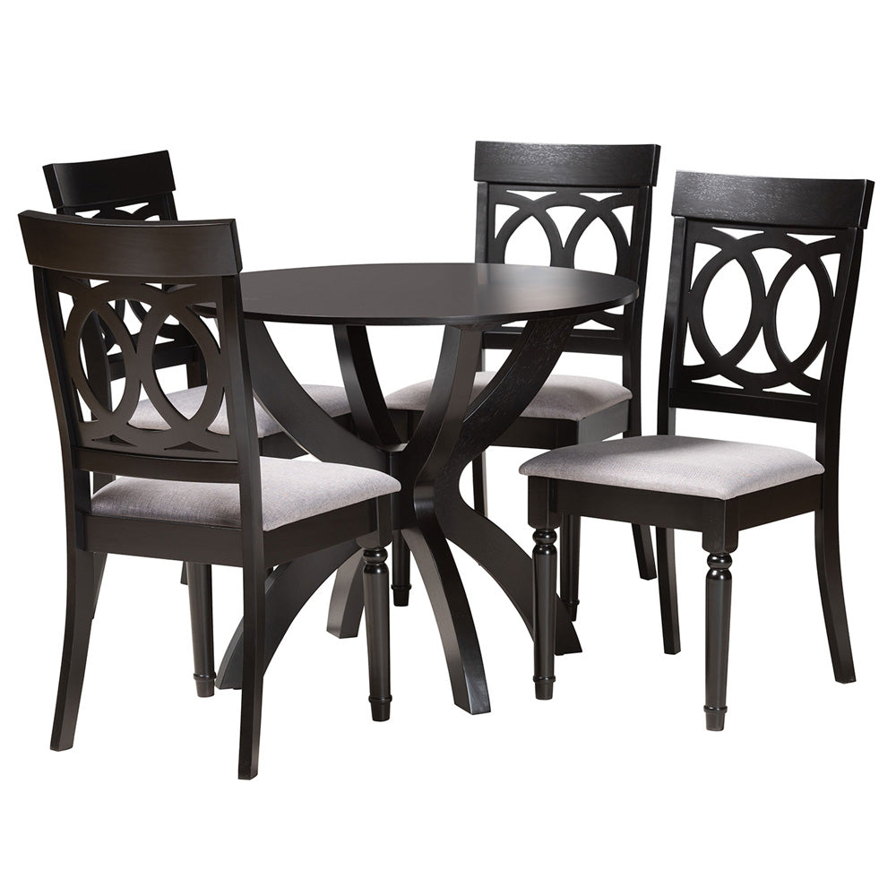 Baxton Studio - Velia Dining Set in Grey/Dark Brown - Velia-Grey/Dark Brown-5PC Dining Set view 1