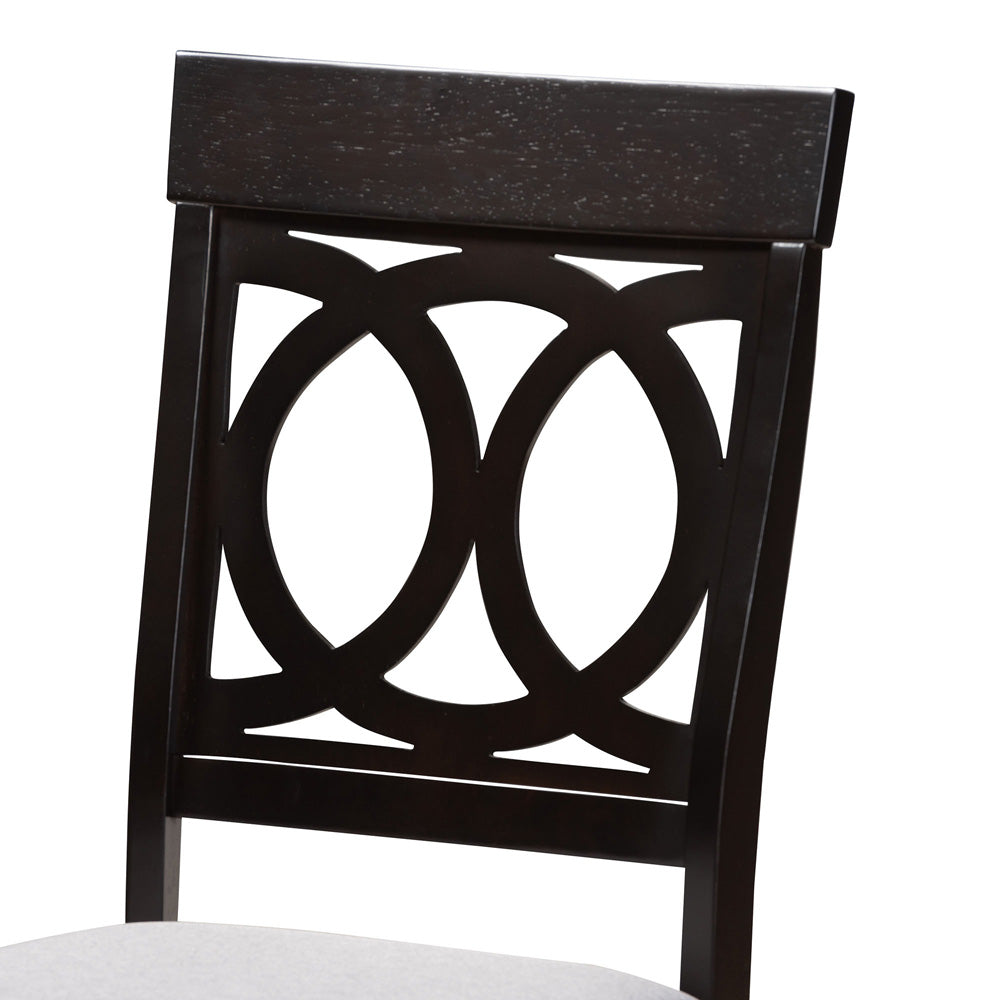 Baxton Studio - Velia Dining Set in Grey/Dark Brown - Velia-Grey/Dark Brown-5PC Dining Set view 5