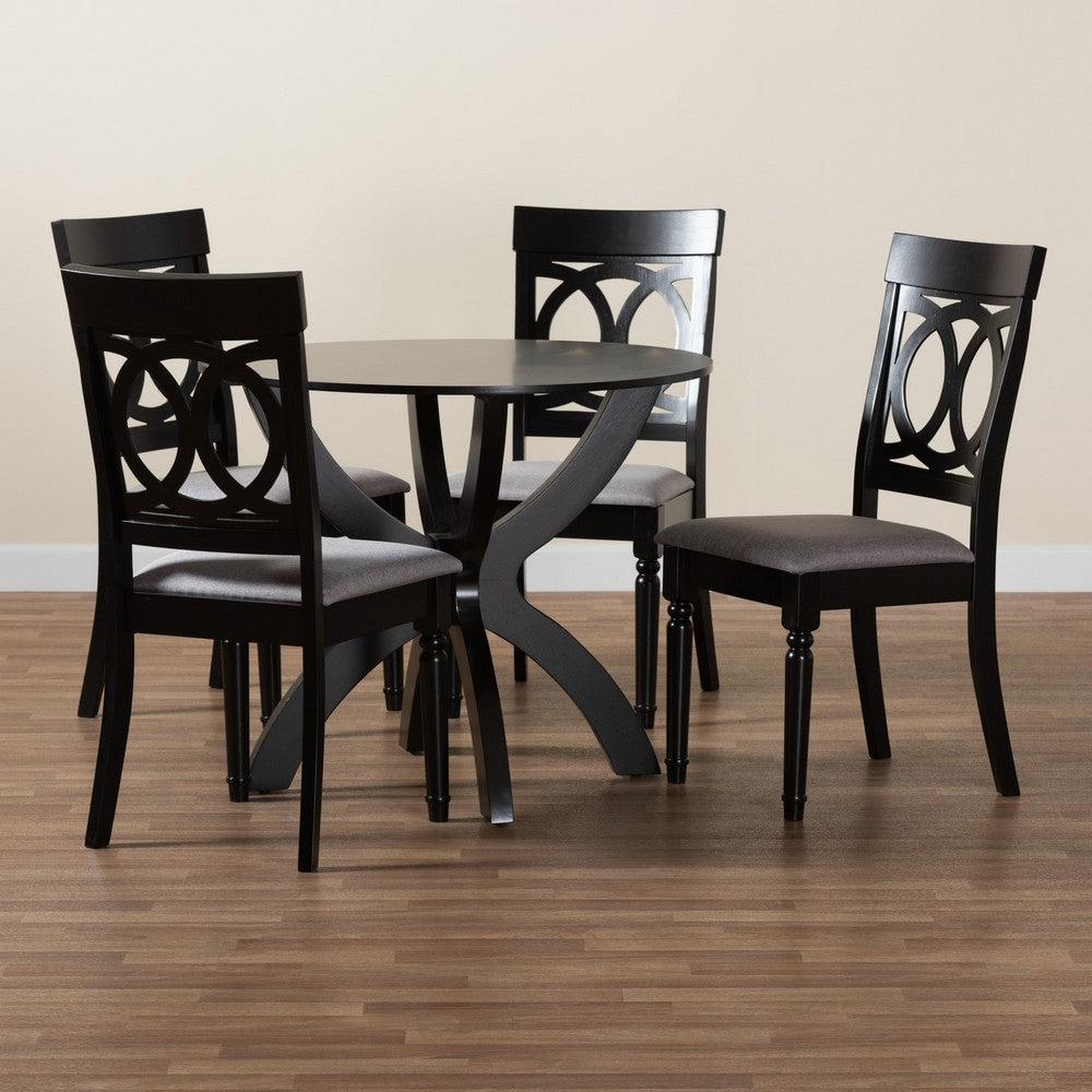 Baxton Studio - Velia Dining Set in Grey/Dark Brown - Velia-Grey/Dark Brown-5PC Dining Set view 9