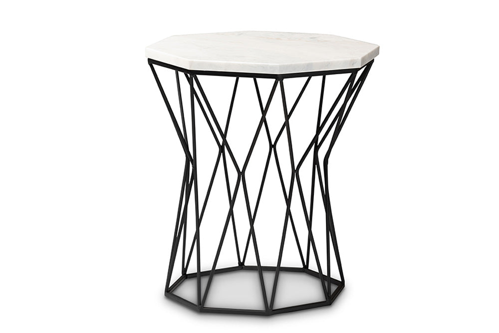 Baxton Studio - Venedict End Table - H01-94139-Metal/Marble Side Table view 1