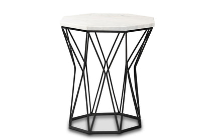 Baxton Studio - Venedict End Table - H01-94139-Metal/Marble Side Table view 2