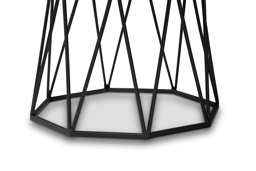 Baxton Studio - Venedict End Table - H01-94139-Metal/Marble Side Table view 3