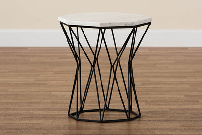 Baxton Studio - Venedict End Table - H01-94139-Metal/Marble Side Table view 7