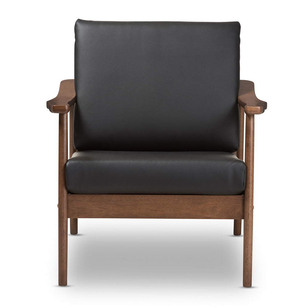 Baxton Studio - Venza Accent Chair in Black/"Walnut" Brown - Venza-Black/Walnut Brown-CC view 2