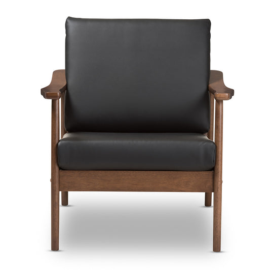 Baxton Studio - Venza Accent Chair in Black/"Walnut" Brown - Venza-Black/Walnut Brown-CC view 2