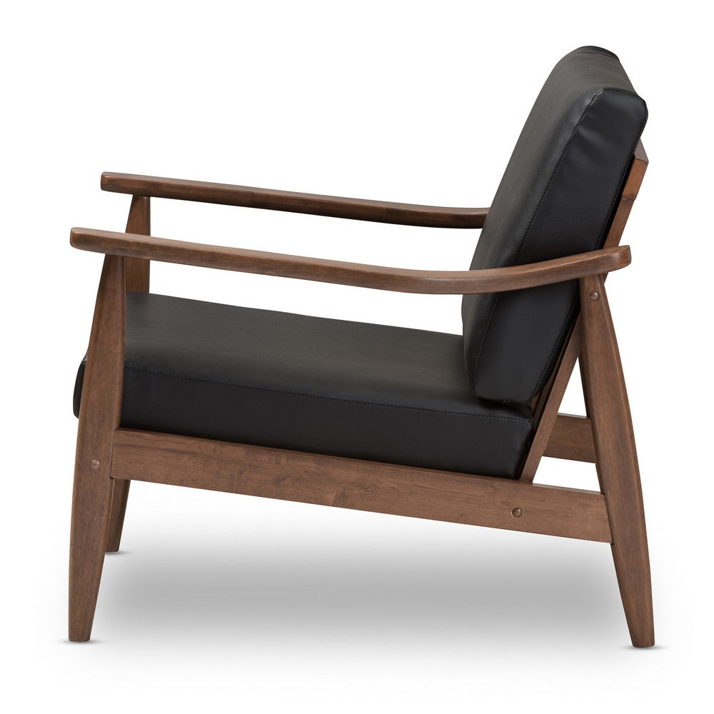 Baxton Studio - Venza Accent Chair in Black/"Walnut" Brown - Venza-Black/Walnut Brown-CC view 3
