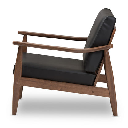 Baxton Studio - Venza Accent Chair in Black/"Walnut" Brown - Venza-Black/Walnut Brown-CC view 3