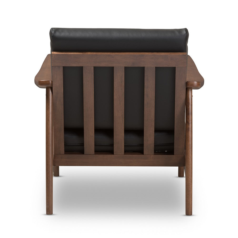 Baxton Studio - Venza Accent Chair in Black/"Walnut" Brown - Venza-Black/Walnut Brown-CC view 4