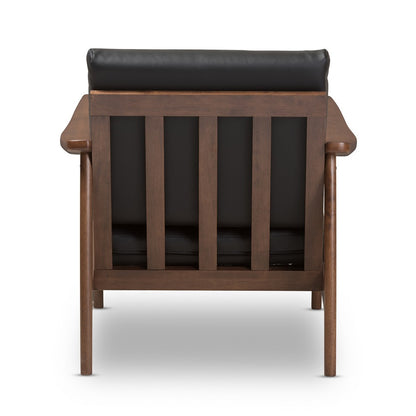 Baxton Studio - Venza Accent Chair in Black/"Walnut" Brown - Venza-Black/Walnut Brown-CC view 4