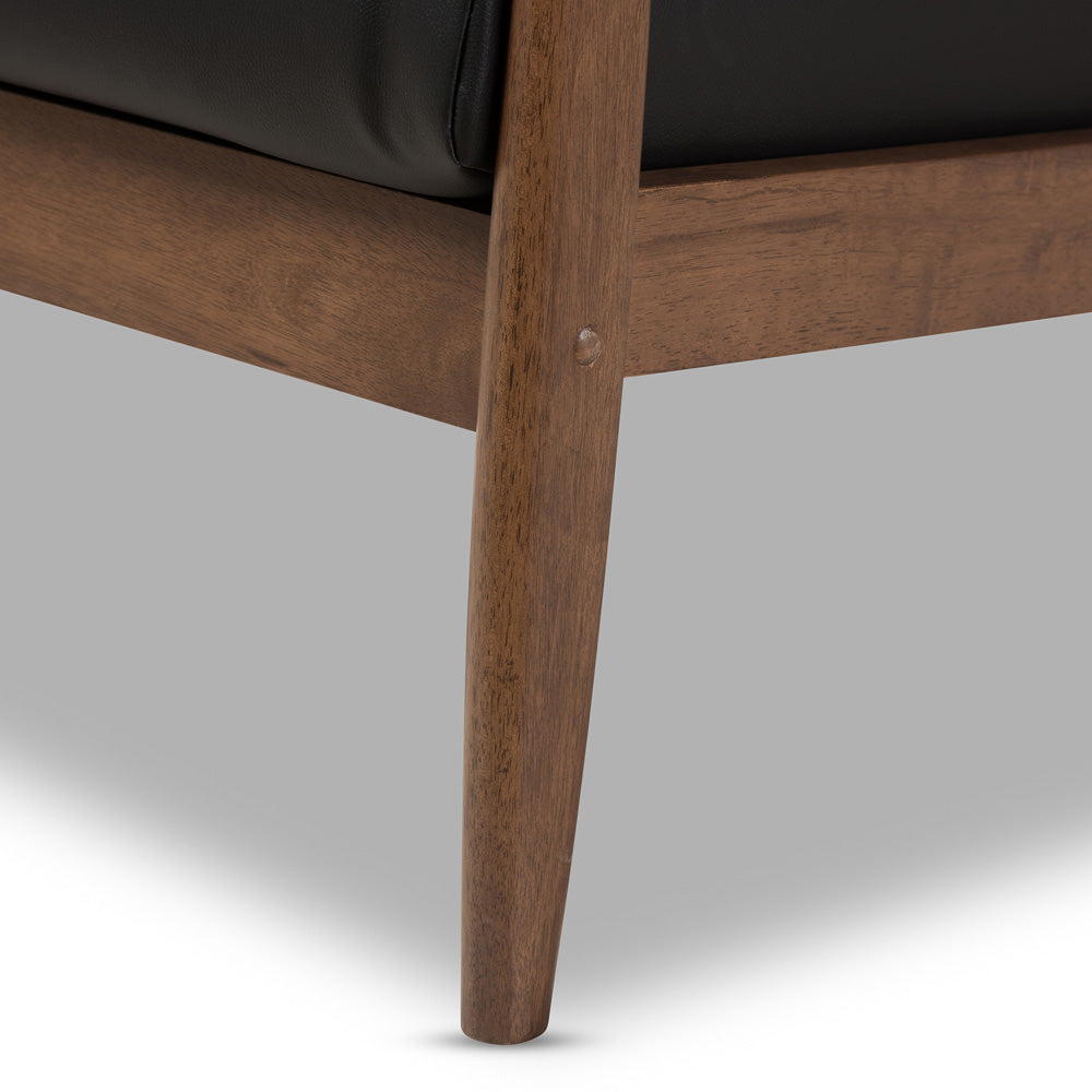 Baxton Studio - Venza Accent Chair in Black/"Walnut" Brown - Venza-Black/Walnut Brown-CC view 6